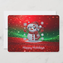 Weihnachtskarte mit Strass-Schneemann
