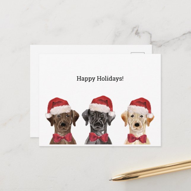 Weihnachtskarte mit Three Labrador Postkarte (Vorderseite/Rückseite Beispiel)