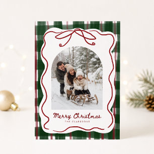 Weihnachtskarte mit verspieltem Bogenrahmen-Foto Einladung