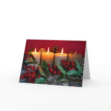 Weihnachtskarte mit vier Kerzen