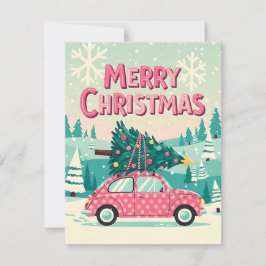 Weihnachtskarte mit Vintage-Auto Feiertagskarte