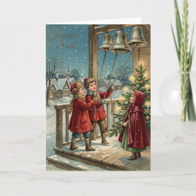 Weihnachtskarte mit Vintage-Glocken Karte (Vorderseite)