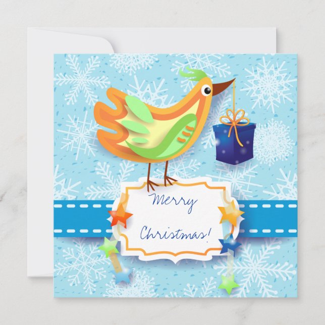 Weihnachtskarte mit Vogel Feiertagskarte (Vorderseite)