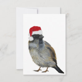 Weihnachtskarte mit Vogel mit Santa-Hut Dankeskarte