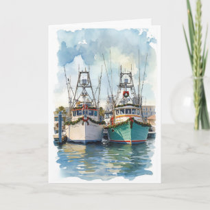 Weihnachtskarte mit Wasserfarben-Motiv 'Hafen der  Karte
