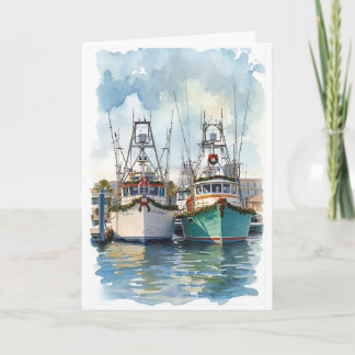 Weihnachtskarte mit Wasserfarben-Motiv 'Hafen der  Karte