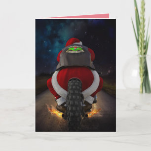 WEIHNACHTSKARTE MIT WEIHNACHTSMANN AUF MOTORRAD KARTE