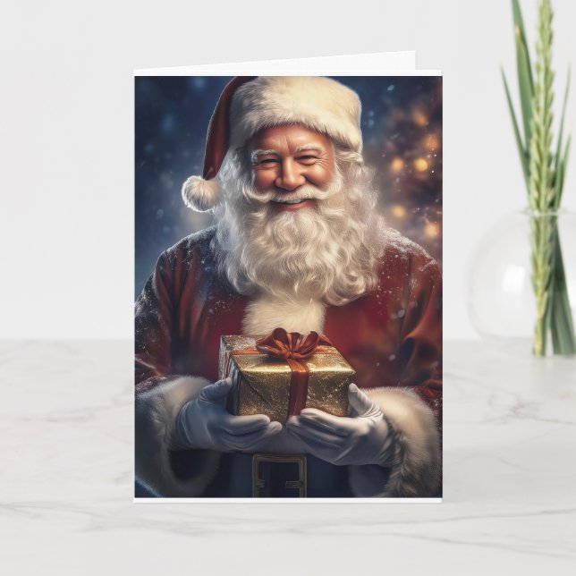Weihnachtskarte mit Weihnachtsmann Feiertagskarte (Vorderseite)