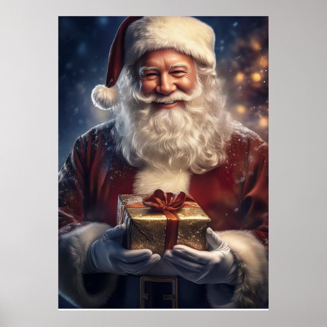 Weihnachtskarte mit Weihnachtsmann Poster (Vorne)