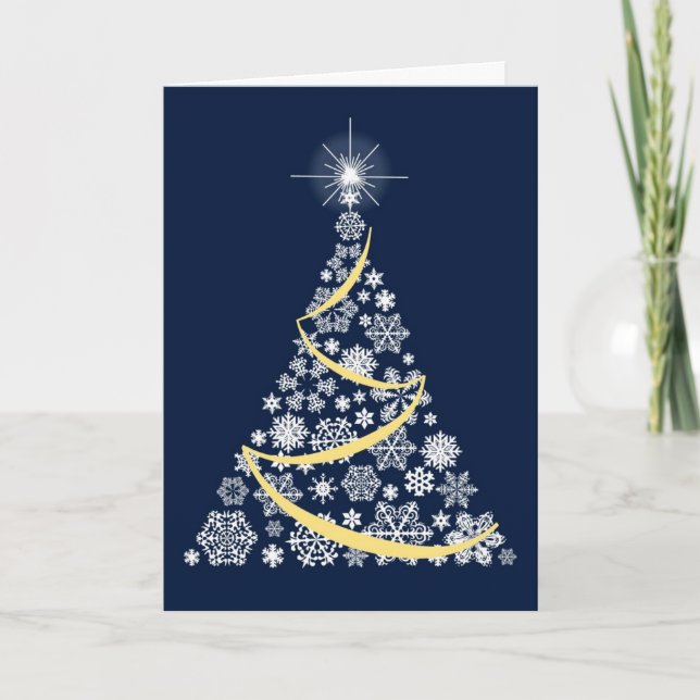 Weihnachtskarte mit weißem Schneeflocken Feiertagskarte (Vorderseite)