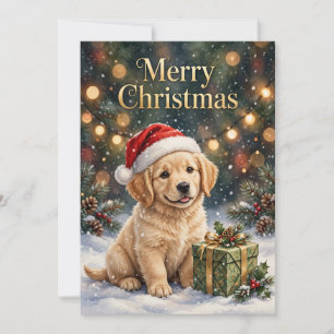 Weihnachtskarte mit Welpe in Santa-Mütze Karte
