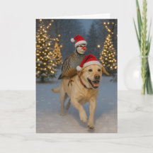 Weihnachtskarte mit Yellow Labrador und Rebhuhn