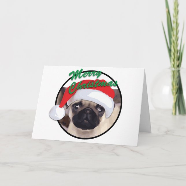 Weihnachtskarte - Mops Feiertagskarte (Vorderseite)