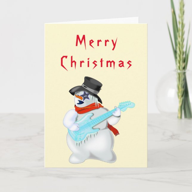 Weihnachtskarte Musical Snowman mit Cuitar Karte (Vorderseite)