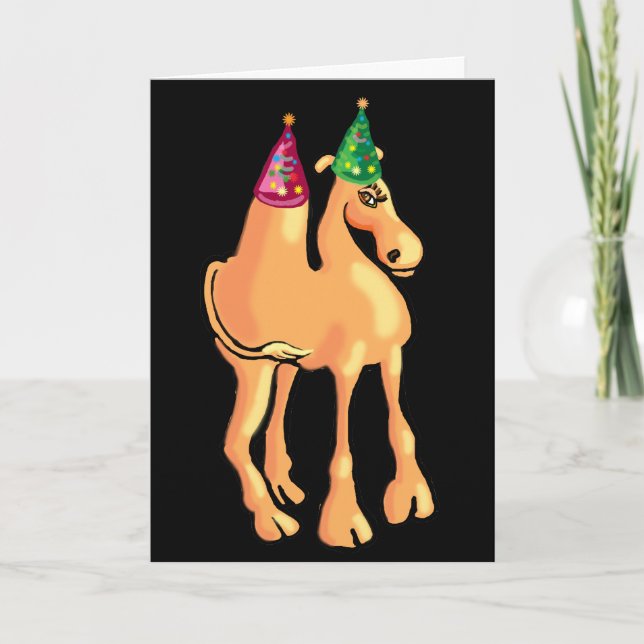Weihnachtskarte oder Einladung mit Kamel (Vorderseite)