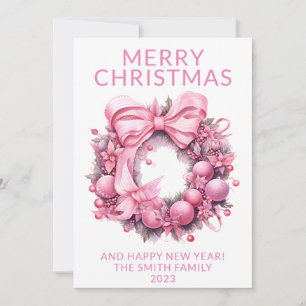 Weihnachtskarte "Pink Wreath" Einladung