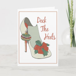 Weihnachtskarte. Plattform der Heels. Flitterschuh Feiertagskarte