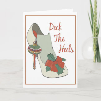 Weihnachtskarte. Plattform der Heels. Flitterschuh Feiertagskarte