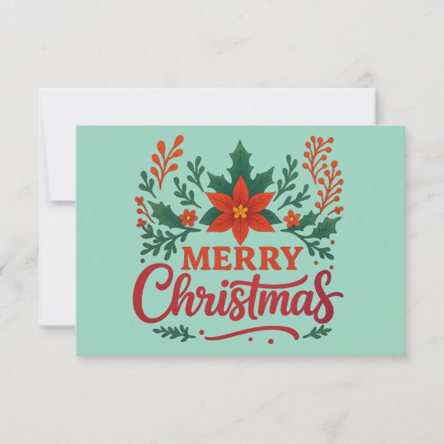 Weihnachtskarte Poinsettia Frohe Weihnachten Einladung (Vorderseite)