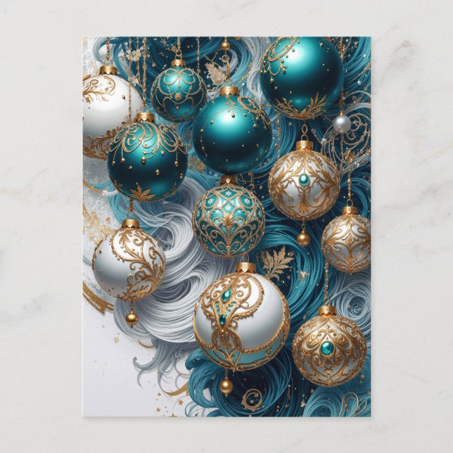Weihnachtskarte Postkarte mit luxuriösen Ornamente (Vorderseite)