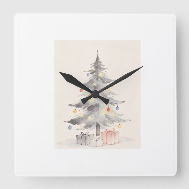 Weihnachtskarte Quadratische Wanduhr (Vorderseite)