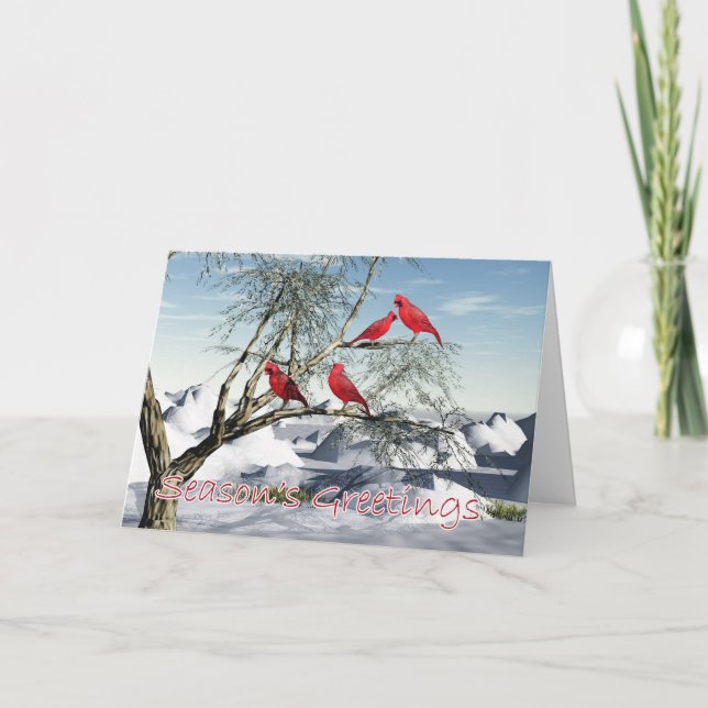 Weihnachtskarte Red Kardinal, Winterlandschaft Feiertagskarte (Vorderseite)