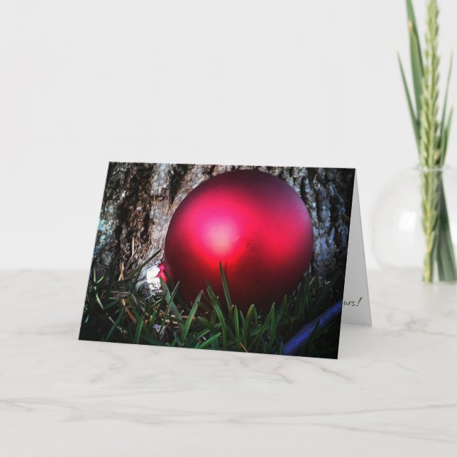 Weihnachtskarte "Red Outdoor Tree Ornament" Karte (Vorderseite)