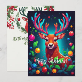 Weihnachtskarte "Rentier & Baubles" Mitteilungskarte