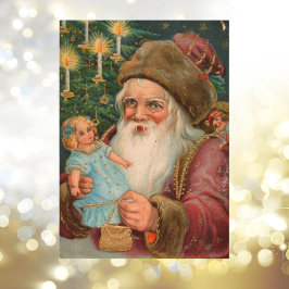 Weihnachtskarte Retro Santa Claus winzige Puppe Feiertagskarte