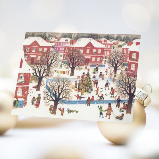 Weihnachtskarte Retro Winter Snowy Village Feiertagskarte (Vintage Christmas Card | Retro Winter Snowy Village Christmas card
)