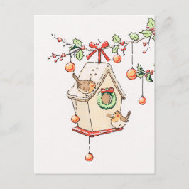 Weihnachtskarte Robin Christmas Card Ankündigungspostkarte