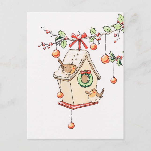 Weihnachtskarte Robin Christmas Card Ankündigungspostkarte (Vorderseite)
