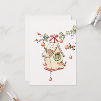 Weihnachtskarte Robin, Christmas Card Einladung