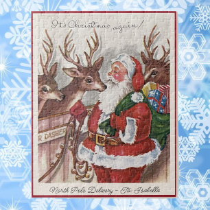 Weihnachtskarte Santa aus den 1940er Jahren Name p