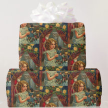 Weihnachtskarte Santa Girl u Puppe