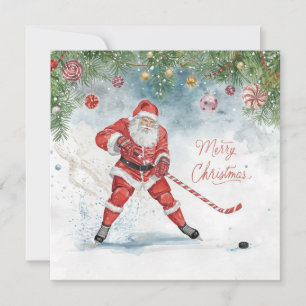 Weihnachtskarte Santa Hockey Feiertagskarte