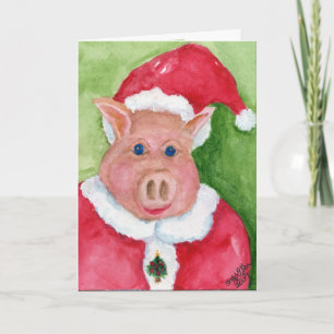 Weihnachtskarte Santa Pig Feiertagskarte