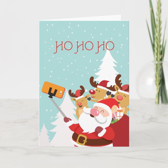 Weihnachtskarte Santa Selfie Feiertagskarte (Vorderseite)