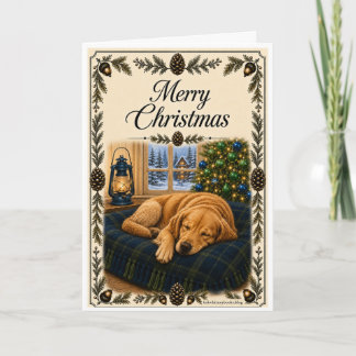 Weihnachtskarte - Schlafender Hund Feiertagskarte