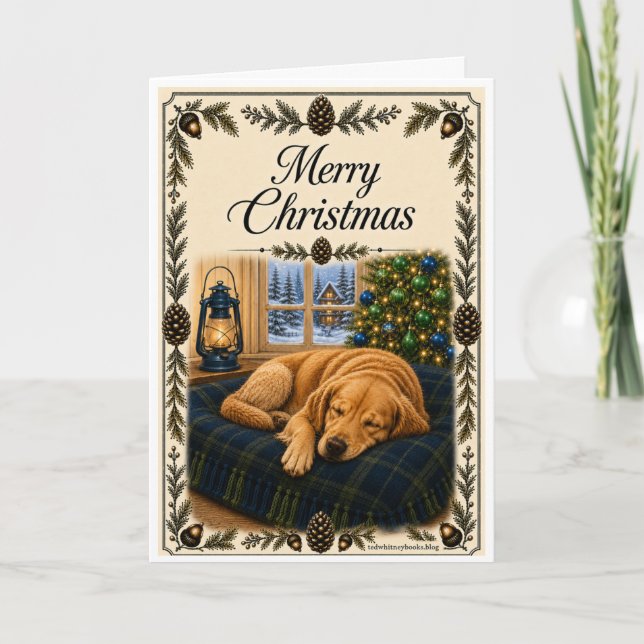 Weihnachtskarte - Schlafender Hund Feiertagskarte (Vorderseite)