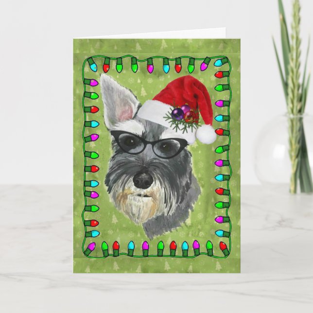 Weihnachtskarte (Schnauzer) Feiertagskarte (Vorderseite)