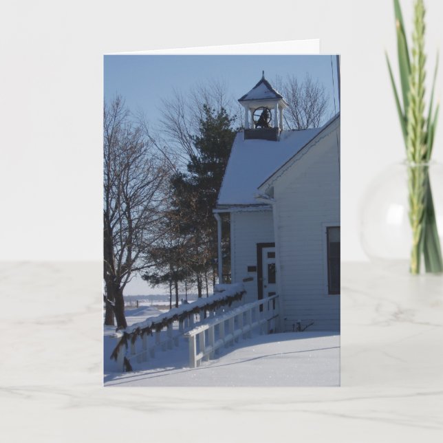 Weihnachtskarte "Schulhaus im Winter" Karte (Vorderseite)