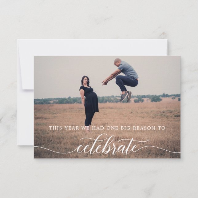 Weihnachtskarte Schwangerschaft Ankündigung Urlaub (Vorderseite)