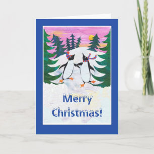 Weihnachtskarte - Skaten Pinguine Feiertagskarte
