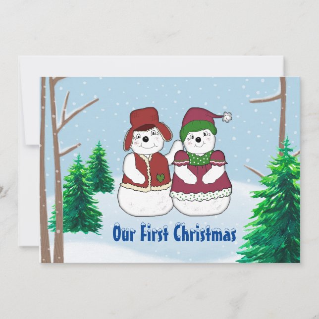 Weihnachtskarte Snow Couple Feiertagskarte (Vorderseite)