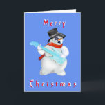 Weihnachtskarte Snowman mit Gitarrenrockmusik Karte<br><div class="desc">Snowman Rock'n'Roll - Frohe Weihnachtskarten - oder Wählen Sie Ihre Lieblingsfarben / Text / Schriftart</div>