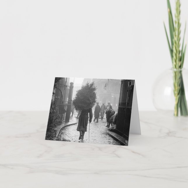 Weihnachtskarte SOLDIER MIT BAUM 1915 Feiertagskarte (Vorderseite)