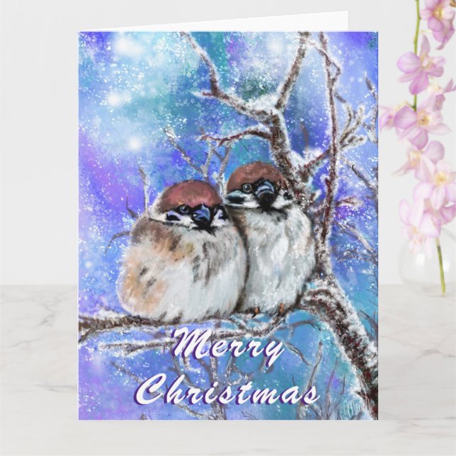 Weihnachtskarte Sparrows Coupe im Winter Karte (Orchidee)