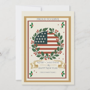 Weihnachtskarte 'Stolz, dem Militär zu dienen' Feiertagskarte