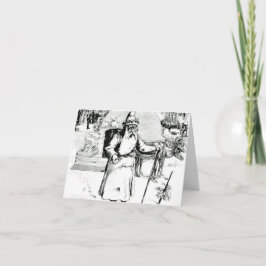 Weihnachtskarte Vintag Santa Schwarz-weiß Feiertagskarte